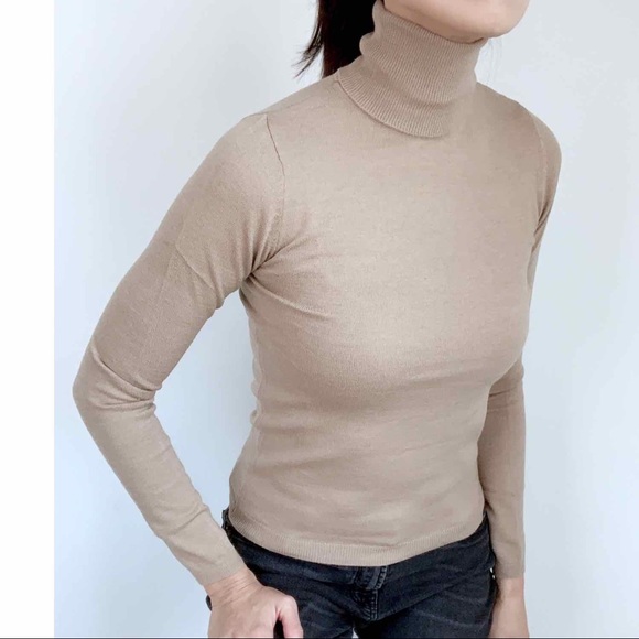 LYON HIGH NECK SOFT SLIM FIT TOP - KHAKI - Picture 7 of 12